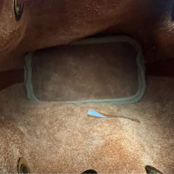 Vintage Dooney & Bourke Mini Bucket Drawstring Shoulder Bag Cognac Leather - Picture 16 of 16